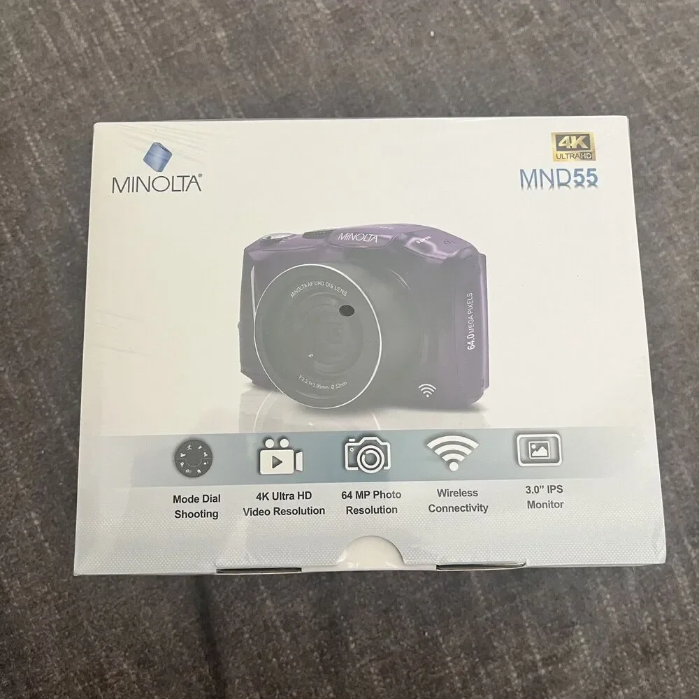 NEW - Minolta 64MP 4K Ultra HD Video Digital Camera WiFi CMOS Sensor w/32GB